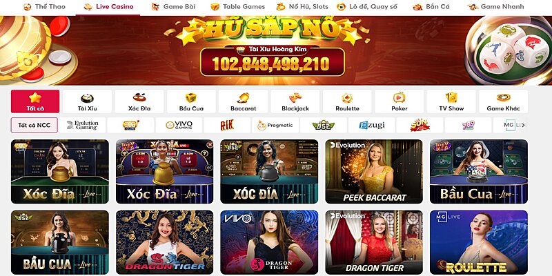 Truy cập vào trò chơi Casino Live Cwin